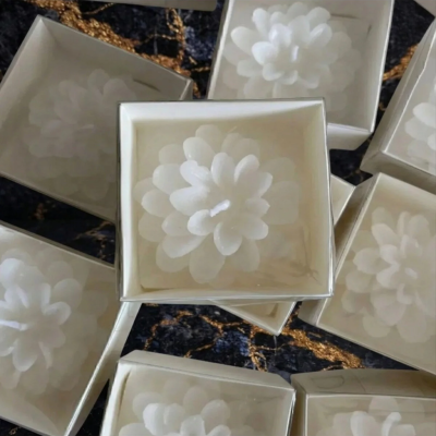 20 Adet Kraft Kutulu Lotus Çiçeği Mum, Hediyelik, Nişan, Düğün, Sünnet, Söz, Kına, Doğum Günü